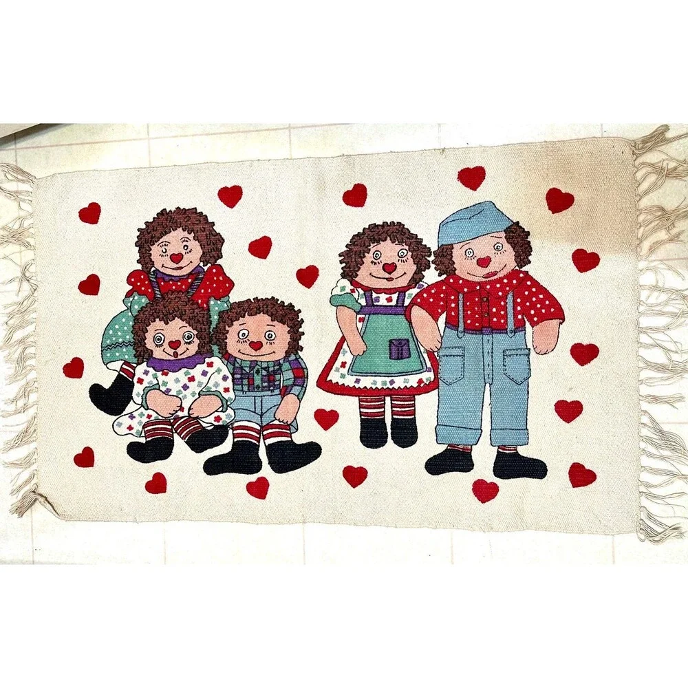 Vintage Raggedy Ann & Andy Rag Doll Homemaker Industries Rug Carpet Floor Mat